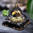 Crystal Ball Pyramid resin sphere with crushed stones for energy healing and spiritual décor