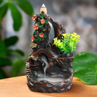Handmade resin backflow incense burner with flowing smoke waterfall effect, perfect for meditation, relaxation, yoga, and home décor.