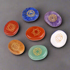 Set of 7 chakra healing palm stones in natural crystals for meditation and Reiki