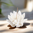 White porcelain lotus incense burner with minimalist design for meditation and home decor