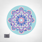 Round meditation mat with floral pattern made of suede and natural rubber