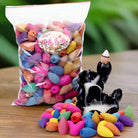 Floral pagoda-shaped sandalwood incense cones in mixed colors