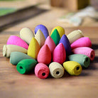 Floral pagoda-shaped sandalwood incense cones in mixed colors
