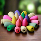Floral pagoda-shaped sandalwood incense cones in mixed colors
