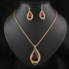 Double drop crystal necklace and earrings jewelry set for women