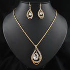 Double drop crystal necklace and earrings jewelry set for women