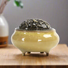Antique Chinese ceramic incense burner with alloy wire lid for sandalwood