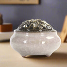 Antique Chinese ceramic incense burner with alloy wire lid for sandalwood