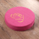 Embroidered linen lotus floor meditation cushion in assorted colors