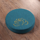 Embroidered linen lotus floor meditation cushion in assorted colors