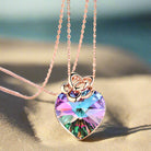 Colorful 925 silver heart pendant necklace for women