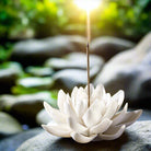 White porcelain lotus incense burner with minimalist design for meditation and home decor