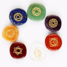 Set of 7 chakra healing palm stones in natural crystals for meditation and Reiki