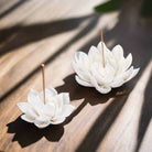 White porcelain lotus incense burner with minimalist design for meditation and home decor