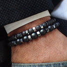 Men’s bracelet made with frosted and volcanic stone beads for a bold, natural look