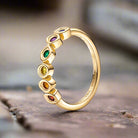 Gold copper ring with multicolored infinity stones inspired by cosmic power