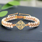 Handwoven seven chakra spiritual meditation bracelet with turquoise stones