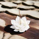 White porcelain lotus incense burner with minimalist design for meditation and home decor