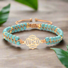 Handwoven seven chakra spiritual meditation bracelet with turquoise stones