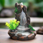Handmade resin backflow incense burner with flowing smoke waterfall effect, perfect for meditation, relaxation, yoga, and home décor.