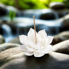 White porcelain lotus incense burner with minimalist design for meditation and home decor