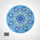 Round meditation mat with floral pattern made of suede and natural rubber