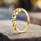 Gold copper ring with multicolored infinity stones inspired by cosmic power