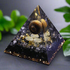 Crystal Ball Pyramid resin sphere with crushed stones for energy healing and spiritual décor