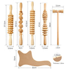Natural beech wood massage roller set for muscle relief and body relaxation