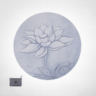 Round meditation mat with floral pattern made of suede and natural rubber