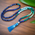 Natural Lapis Lazuli 108 bead necklace and bracelet jewelry set