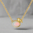 Sterling silver opal necklace with 14K gold or white gold plating and geometric pendant