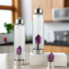 Natural Amethyst crystal water bottle with healing energy column and 550ml glass container