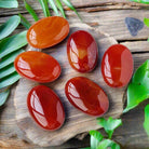 Red Agate Crystal Palm Stone – Natural Stress Relief & Healing Tool