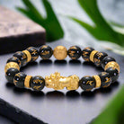 Unisex black agate bracelet with natural stone beads and Zodiac-inspired design for grounding, balance, and stylish everyday wear.