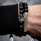 Men’s bracelet made with frosted and volcanic stone beads for a bold, natural look