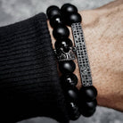 Men’s bracelet made with frosted and volcanic stone beads for a bold, natural look