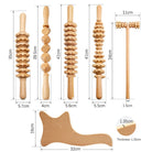 Natural beech wood massage roller set for muscle relief and body relaxation