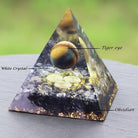 Crystal Ball Pyramid resin sphere with crushed stones for energy healing and spiritual décor