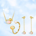 Sterling Silver Necklace Natural Opal Stones 14K Gold - The Light of Inspiration