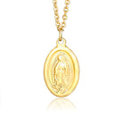 Gold necklace with a pendant on a white background