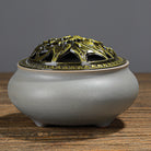 Copper Lid Ceramic Incense Burner Buddha with Antique Alloy Wire Incense Burner - The Light of Inspiration