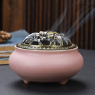 Copper Lid Ceramic Incense Burner Buddha with Antique Alloy Wire Incense Burner - The Light of Inspiration