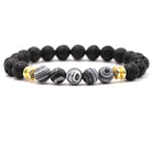Natural stone black lava volcanic stone malachite bracelet - The Light of Inspiration