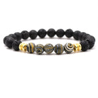 Natural stone black lava volcanic stone malachite bracelet - The Light of Inspiration