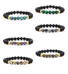 Natural stone black lava volcanic stone malachite bracelet - The Light of Inspiration