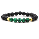 Natural stone black lava volcanic stone malachite bracelet - The Light of Inspiration