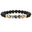 Natural stone black lava volcanic stone malachite bracelet - The Light of Inspiration