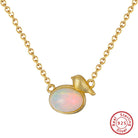 Sterling Silver Necklace Natural Opal Stones 14K Gold - The Light of Inspiration