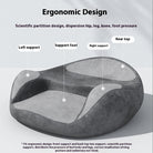 Round ergonomic meditation cushion placed on a yoga mat, with a serene background of plants and candles